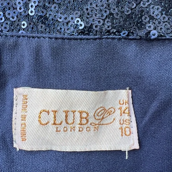 Club L London Navy Blue Sequin Mini Dress EUC - Picture 7 of 8